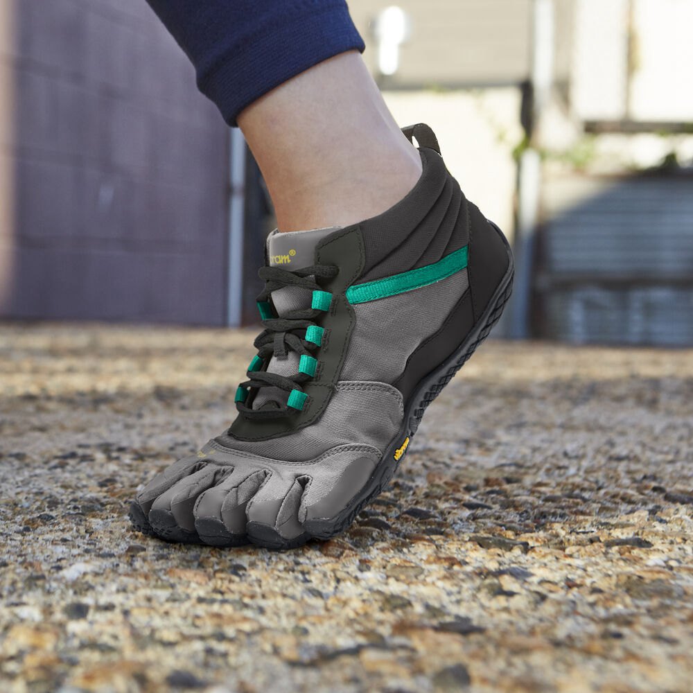 Vibram FiveFingers Dames V-Trek Insulated - Bergschoenen Zwart/Grijs/Groen - 169075KOP